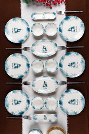 Hermia Set de desayuno Kardan Adam de 16 piezas en porcelana